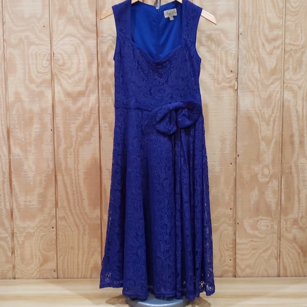 Lindy Bop Lavender Lace Grace Sweetheart Sleeveless Midi Dress Size 8